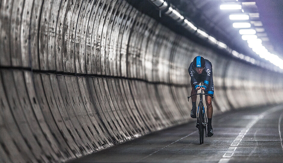 Chris Froome / The First Man to Cycle through the Eurotunnel by Jaguar MENA is licensed under CC by 2.0