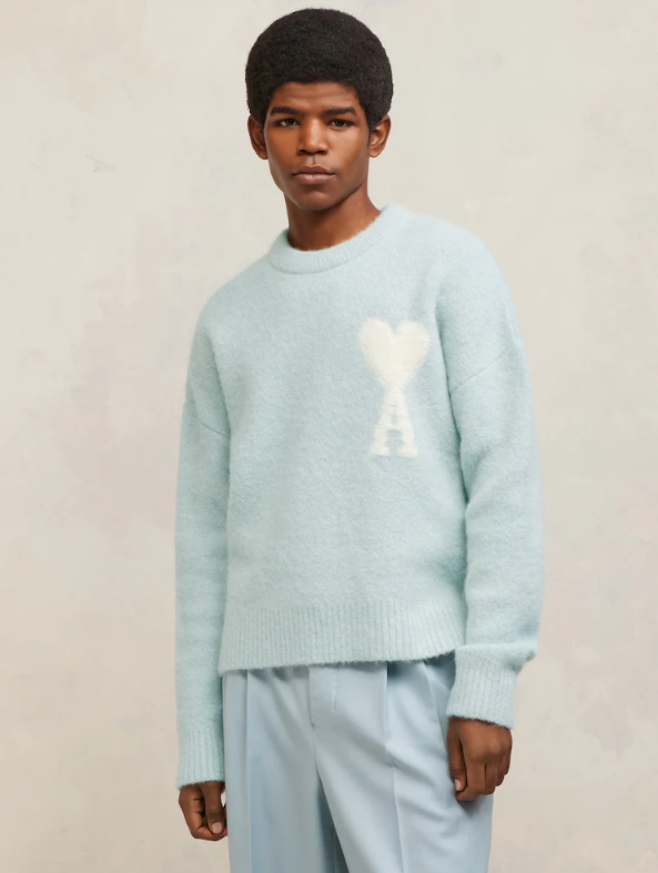 This aquamarine sweater from AMI is very easy on the eyes.