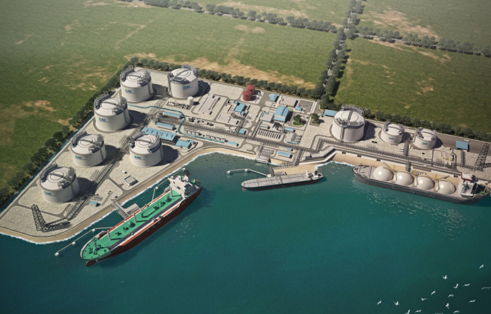 A liquefied natural gas terminal built on a bay in Singapore, built by Samsung C&T Engineering and Construction