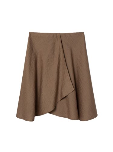 Mustard brown wrap skirt in a draped cotton fabric