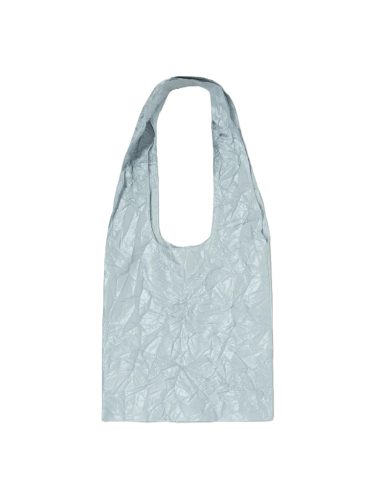 Simple pale blue Anggae shoulder bag with large arm hole made from crinkled texture fabric by Samsung C&T Fashion label