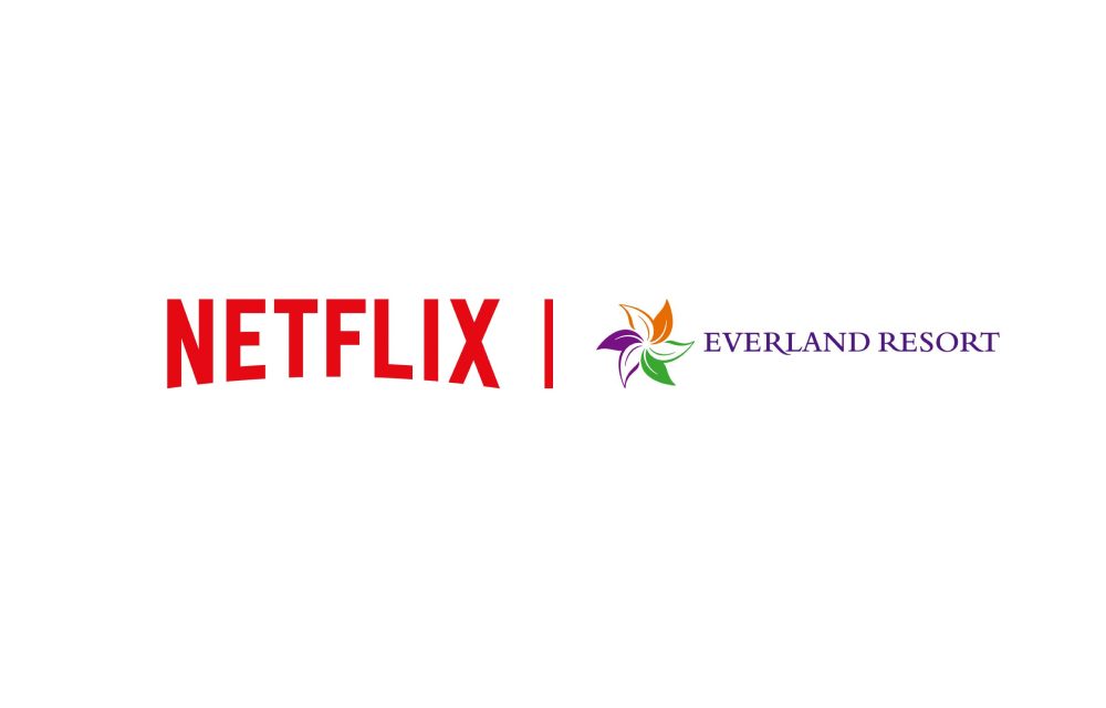 Netflix’s iconic red logo next to the playful logo of Samsung C&T Resort Group’s Everland Resort