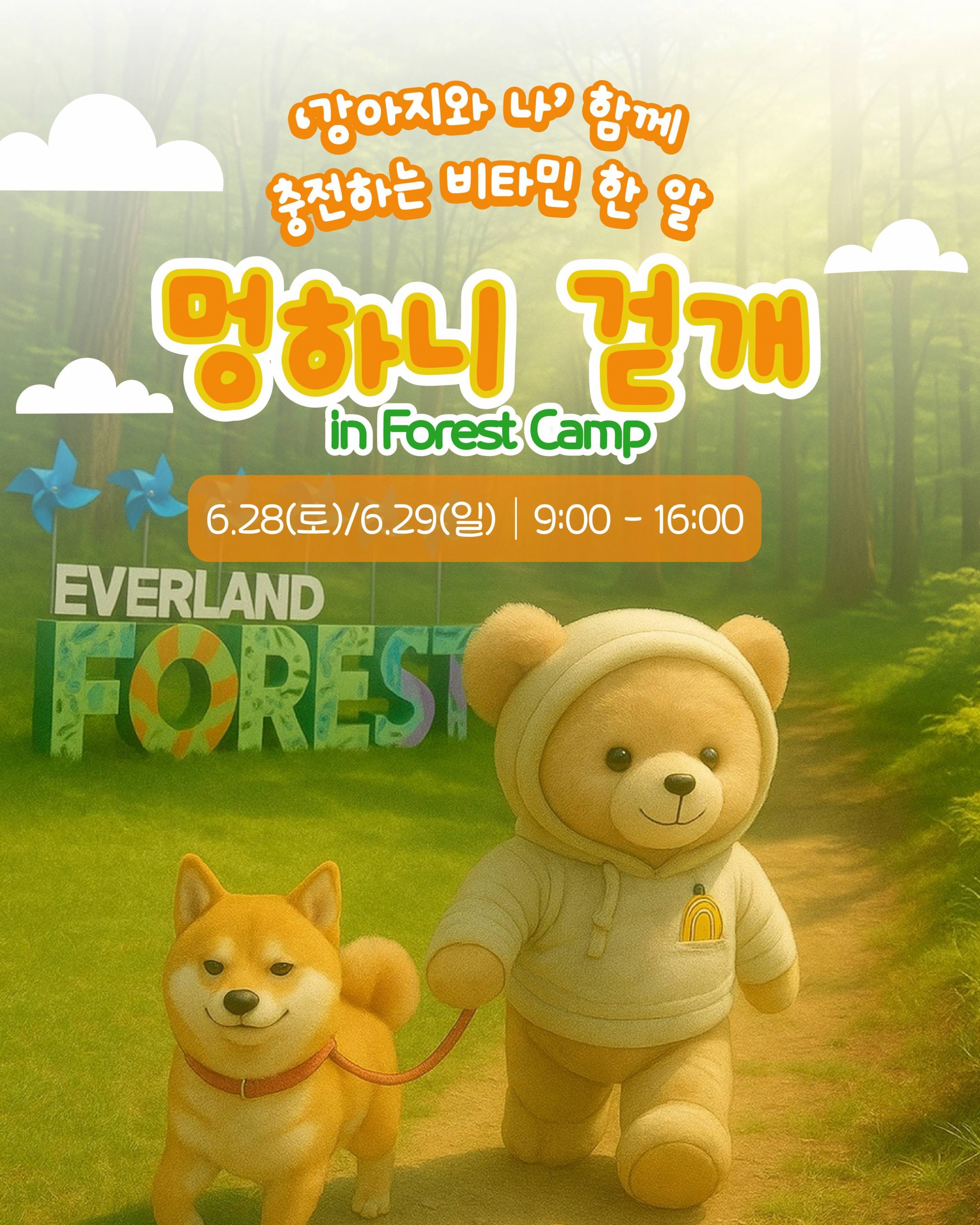 에버랜드 반려견 동반 비타민 캠프 멍하니 걷개 홍보 이미지