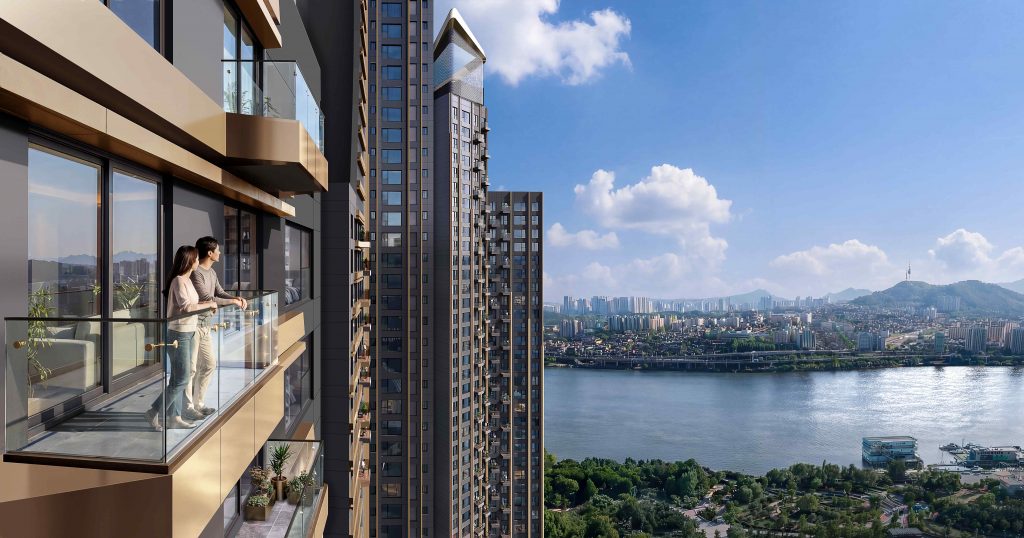 래미안 일루체라 세대 발코니에서 바라본 한강조망