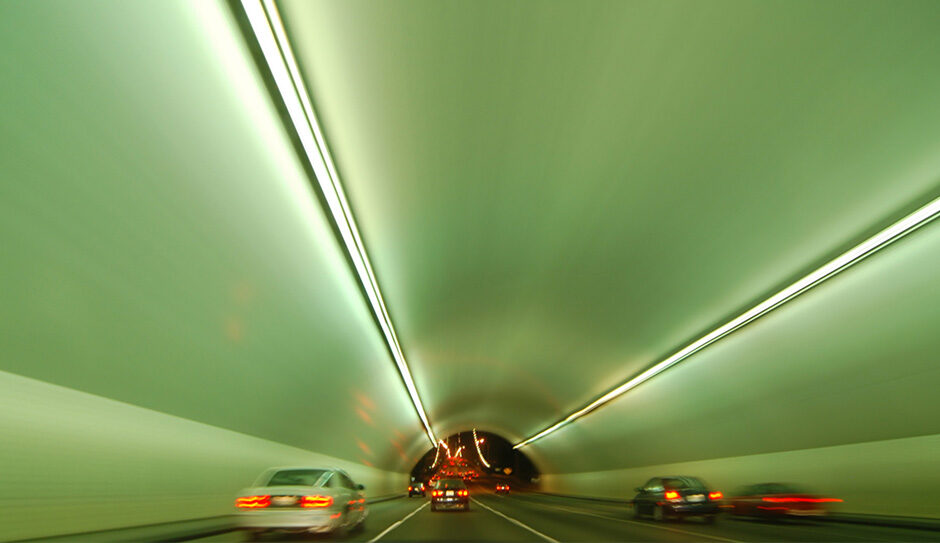 Yerba Buena Island tunnel on the Bay Bridge, 1 by Jacob Davies is licensed under CC by 2.0
