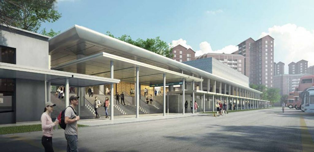 A perspective view of Hougang Transit Station on the Cross Island Line in Singapore, for which Samsung C&T won an order