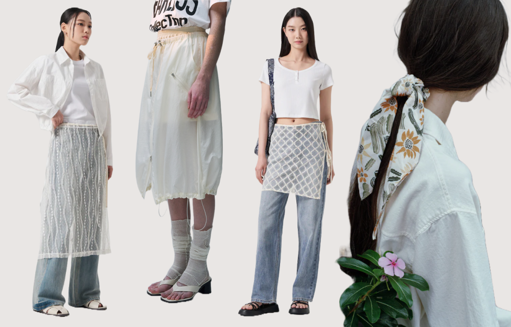 Models show off balletcore inspired looks with delicate accessories for Summer: Lace, Sheer Socks, and Ribbons - Samsung C&T Fashion Group