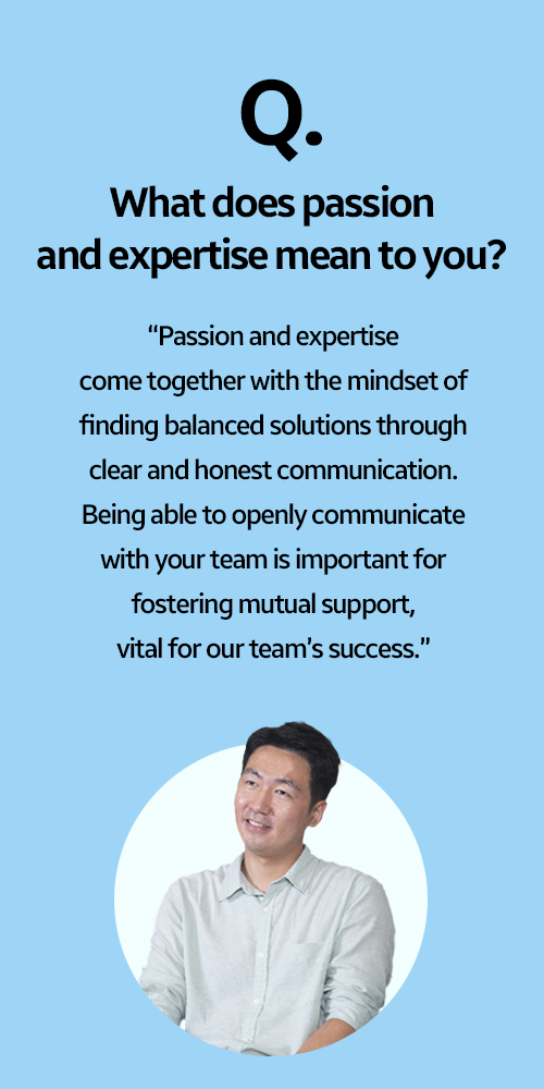 Graphic image with text from a Q&A asking 'What does passion and expertise mean to you?'