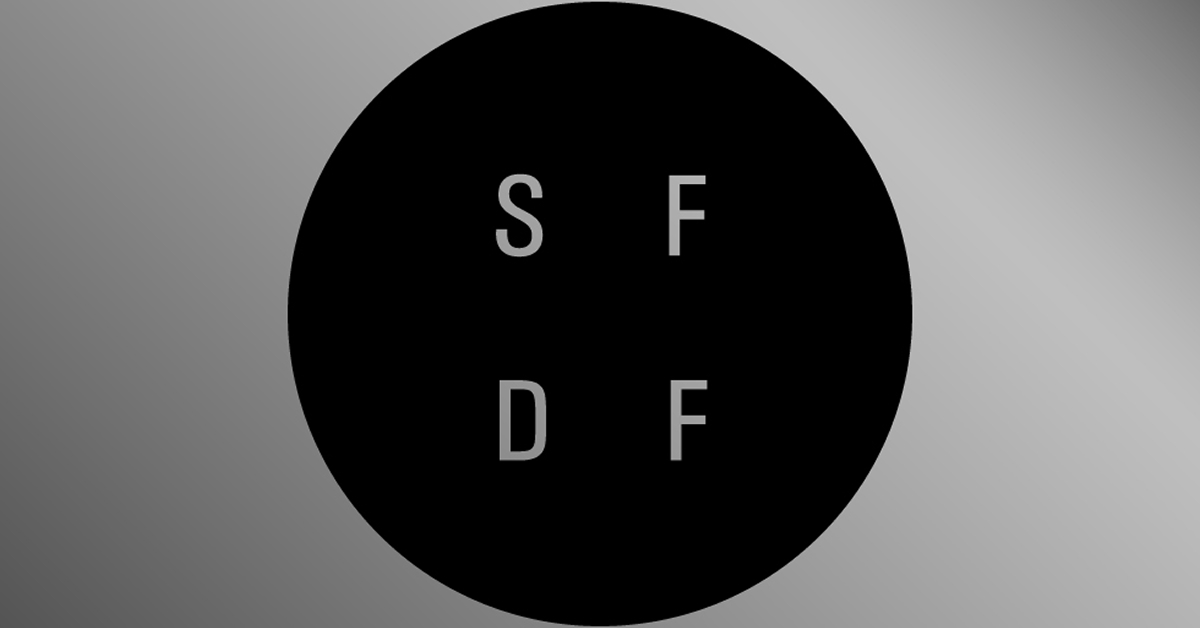 Black circular SFDF logo with the letters S, F, D, and F arranged vertically and horizontally on a grey gradient background.