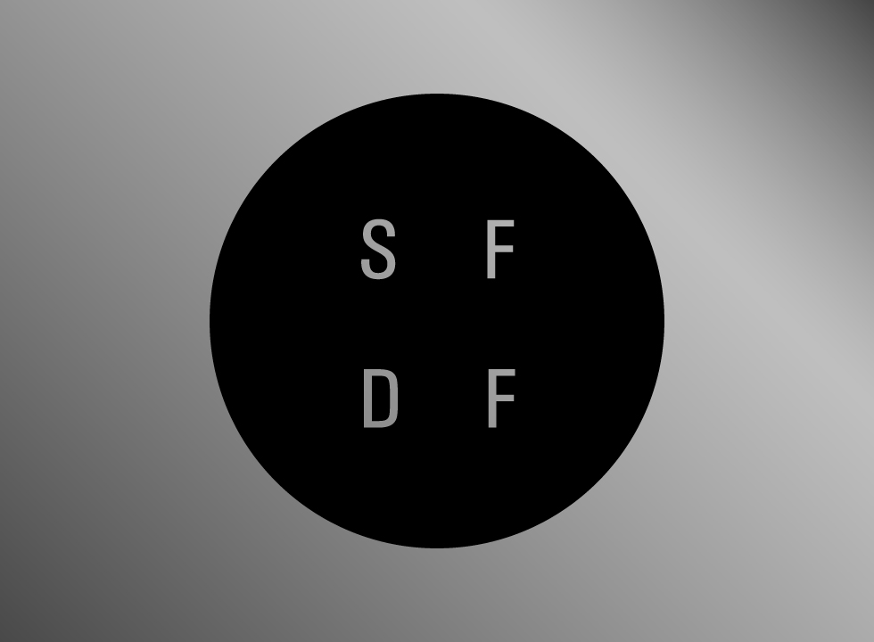 Black circular SFDF logo with the letters S, F, D, and F arranged vertically and horizontally on a grey gradient background.