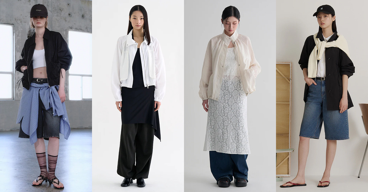 BEANPOLE LADIES, 8seconds, kuho plus, and 'anggae' highlight spring outerwear trends with lightweight layers, textured fabrics, and denim styling