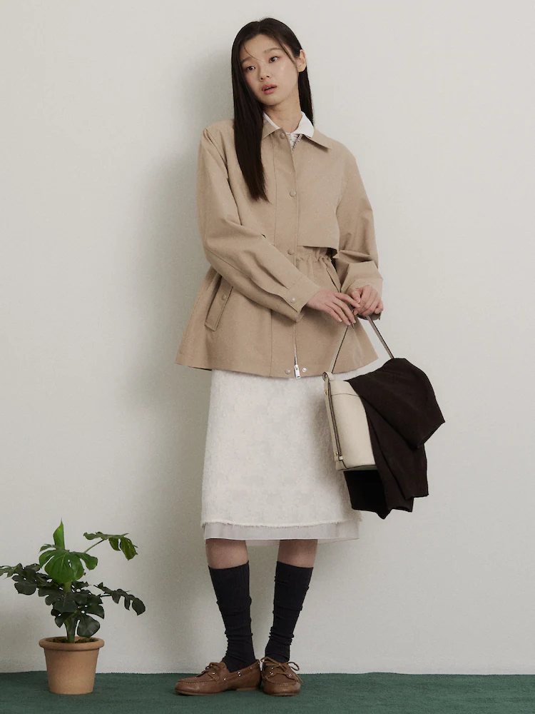 BEANPOLE LADIES Safari Jacket in beige offers a refined utility silhouette for lightweight spring layering
