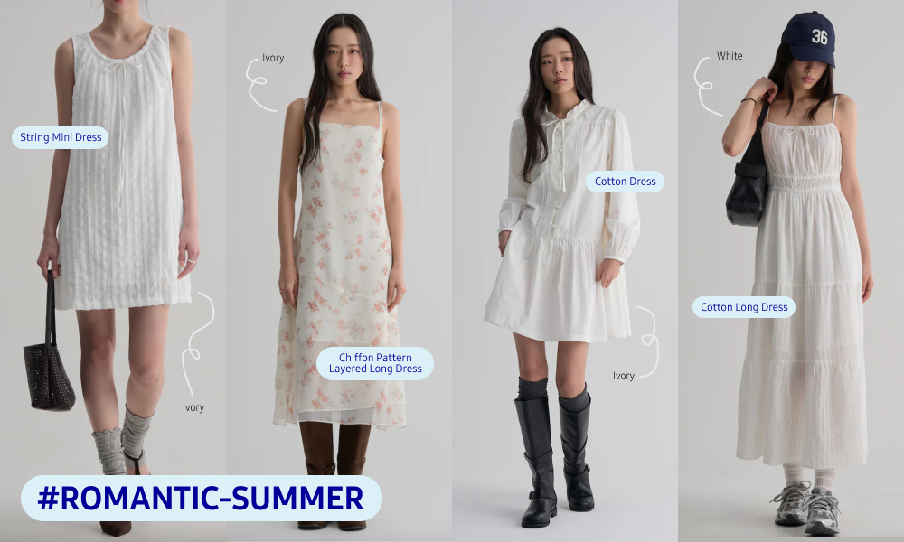 8seconds white mini, layered, and long dresses highlight light fabrics and feminine silhouettes for summer styling